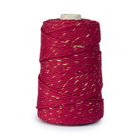 Ficelle de coton Macramé 3mm 200m ROUGE FONCÉ + OR THINK