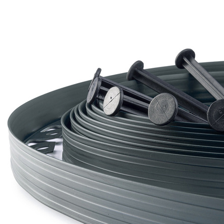 Bordure de jardin Flexible Rant 10m Hauteur 50mm GRAPHITE Set avec piquets