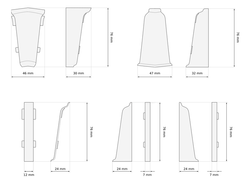 Angle extérieur pour plinthe en PVC 70mm chêne gris