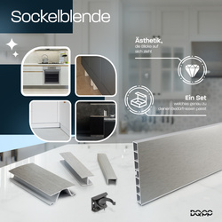 Socle de meuble de cuisine en PVC 100mm INOX 1.5mb