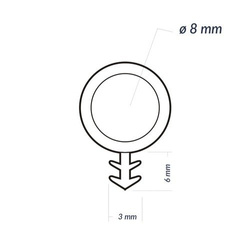 Joint de porte pour portes fenêtres KD-3 FI 8mm BLACK 1m