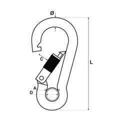 Mousqueton avec raccord de sécurité Acier inoxydable Résistant aux acides 100mm 10mm