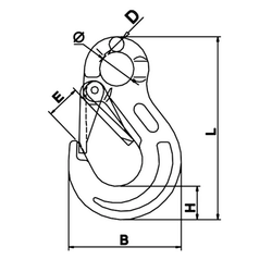 Crochet d'élingage avec œillet et dispositif de sécurité 6mm