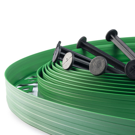 Bordure de jardin Flexible Rant 10m Hauteur 50mm VERT Set avec piquets