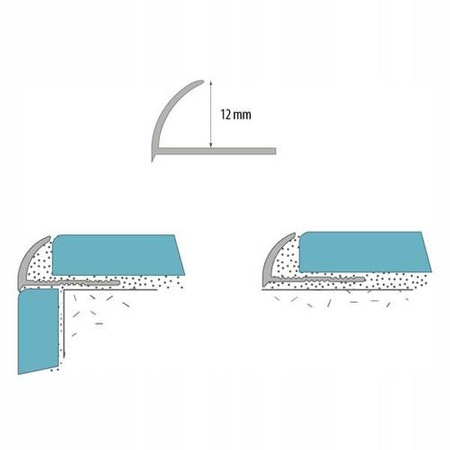 Profil extérieur 12mm semi-circulaire pour tuiles PVC Bande de finition pour tuiles BLANC 2.5m