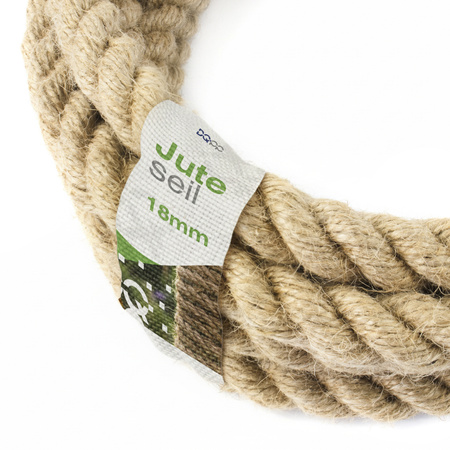 Corde en Jute Naturel Fil de Jute Ficelle de Jute Corde pour escalier Naturelle Deco Cordelette Balancoire Jardin 18mm