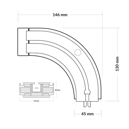 FINAL ARCH pour les rails de rideaux de plafond en PVC 1-LINE SET RIGHT & LEFT
