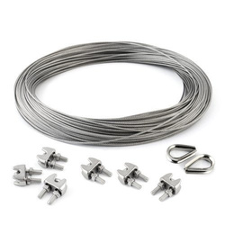 KIT : Corde en acier inoxydable 3mm 7x7 - 5m, collier de serrage - 6 pcs.manchette - 2 pièces.