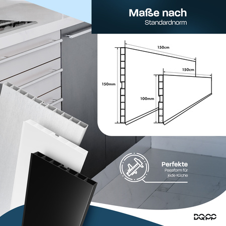 Socle de meuble de cuisine en PVC 150mm INOX 1.5mb