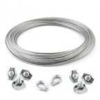 KIT : Corde galvanisée 5mm 6x7 - 5m, collier de serrage simple - 6 pcs.manchette - 2 pièces.