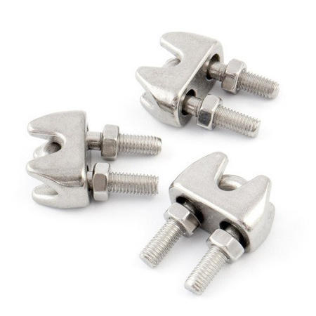 KIT : Corde en acier inoxydable 3mm 7x7 - 5m, collier de serrage - 6 pcs.manchette - 2 pièces.