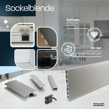 Socle de meuble de cuisine en PVC 150mm INOX 1.5mb