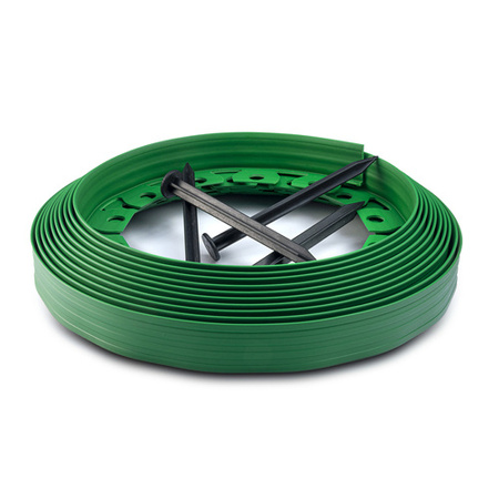 Bordure de jardin Flexible Rant 10m Hauteur 50mm VERT Set avec piquets