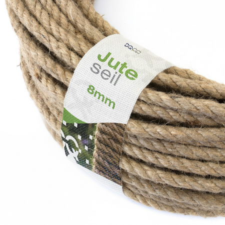 Corde en Jute Naturel Fil de Jute Ficelle de Jute Corde pour escalier Naturelle Deco Cordelette Balancoire Jardin 8mm