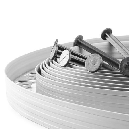 Bordure de jardin Flexible Rant 10m Hauteur 40mm GRIS CLAIR Set avec piquets