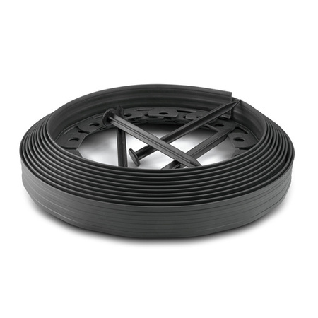 Bordure de Jardin Flexible Rant 10m Hauteur 40mm GRIS FONCÉ Jeu de piquets