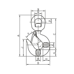 Crochet avec dispositif de sécurité pivotant 3000kg