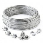 KIT : Corde galvanisée 5mm 6x7 - 100m, collier de serrage - 4 pcs.manchette - 2 pièces.