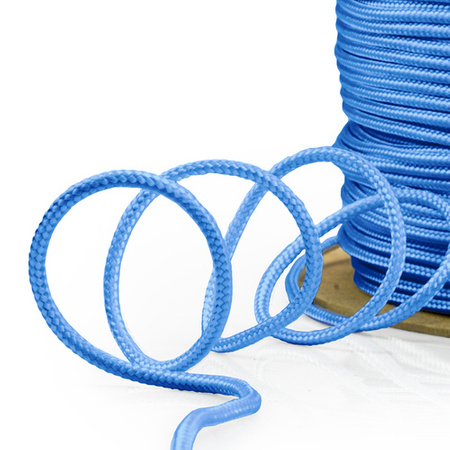 Cordage de voile tressé en polypropylène BLEU Uni sans lisières 5mm