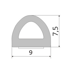 Joint caoutchouc autocollant D SD-1 9x7,5mm BLANC