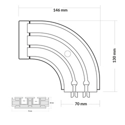 COURBURE FINALE pour rails de rideaux de plafond en PVC 2-LIGNES DROITE & GAUCHE