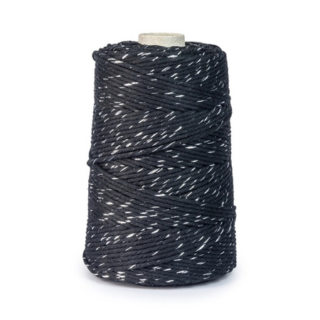 Cordon Macramé en Coton 3mm 200m Fil NOIR + ARGENT