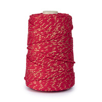 Ficelle de coton Macramé 3mm 200m ROUGE + OR THINK