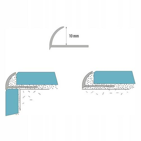 Profil extérieur 10mm semi-circulaire pour tuiles PVC Bande de finition pour tuiles NOIR 2,5m