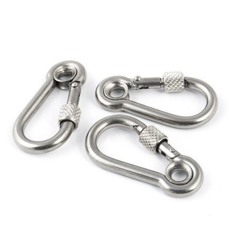 Mousqueton avec raccord de sécurité Acier inoxydable Résistant aux acides 60mm 6mm