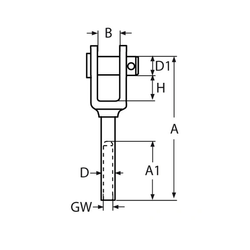 Vis de fixation de balustrade avec filetage intérieur gauche M6