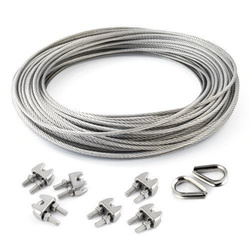 KIT : corde en acier inoxydable 3mm 7x19 - 10m, collier de serrage - 6 pcs.manchette - 2 pièces.