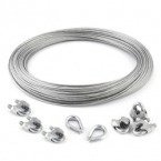 KIT : corde galvanisée 3mm 6x7 - 100m, manille - 4 pcs.manchette - 2 pièces.