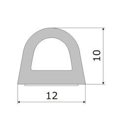 Joint en caoutchouc autocollant D SD-54 12x10mm BLANC