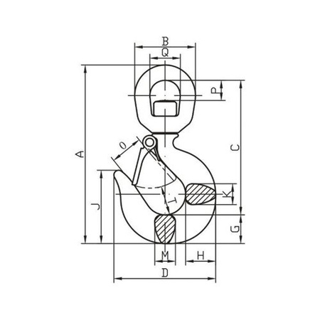 Crochet avec dispositif de sécurité pivotant 3000kg