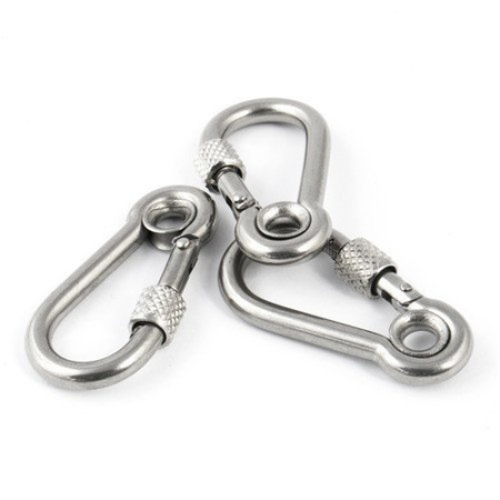 Mousqueton avec raccord de sécurité Acier inoxydable Résistant aux acides 60mm 6mm