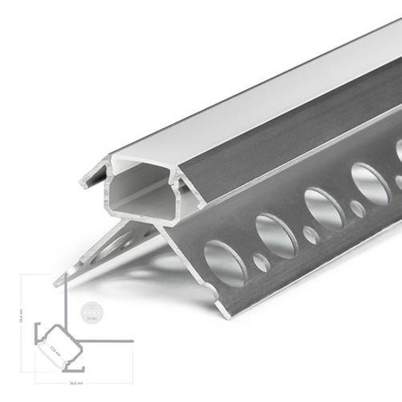 Profilé ALU UNI 270 2m + diffuseur en verre de lait